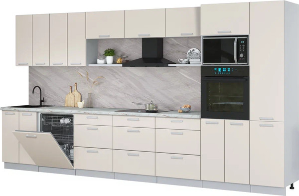 Изображение товара Кухонный гарнитур Интерлиния Мила Лайт 4.0-ПМ1  (персидский жемчуг/персидский жемчуг/серый каспий)