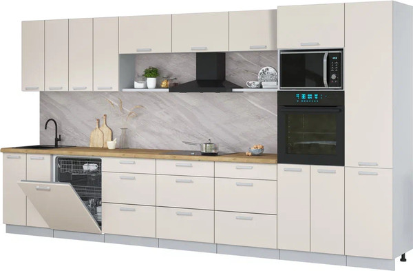 Изображение товара Кухонный гарнитур Интерлиния Мила Лайт 4.0-ПМ1  (персидский жемчуг/персидский жемчуг/дуб бунратти)