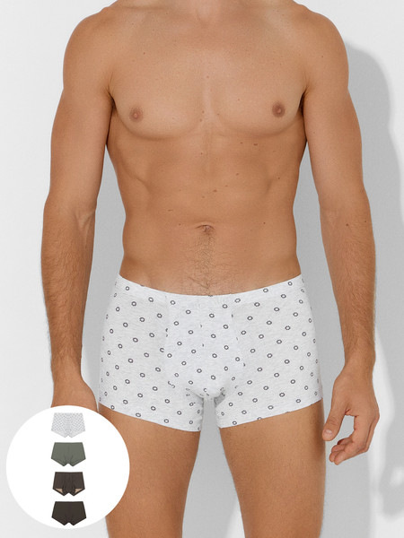 Изображение товара Комплект мужских трусов Mark Formelle 411122-4 (р.90-100, узор на меланже/камень/беж узор на черном/коричневый)