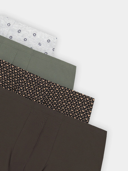 Изображение товара Комплект мужских трусов Mark Formelle 411122-4 (р.94-104, узор на меланже/камень/беж узор на черном/коричневый)