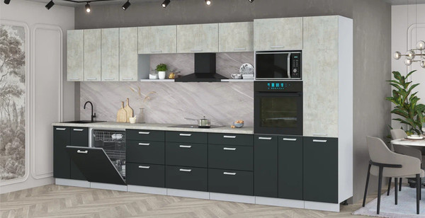 Изображение товара Кухонный гарнитур Интерлиния Мила Лайт 4.0-ПМ1  (бетон/антрацит/опал светлый)