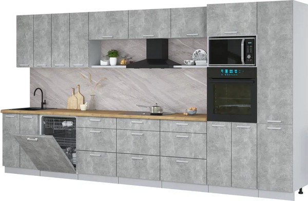 Изображение товара Кухонный гарнитур Интерлиния Мила Лайт 4.0-ПМ1  (бетон/бетон/дуб бунратти)