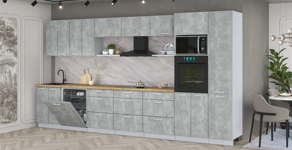 Изображение товара Кухонный гарнитур Интерлиния Мила Лайт 4.0-ПМ1  (бетон/бетон/дуб бунратти)