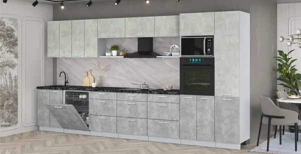 Изображение товара Кухонный гарнитур Интерлиния Мила Лайт 4.0-ПМ1  (бетон лайт/бетон/кастилло темный)