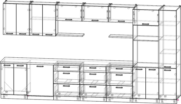 Изображение товара Кухонный гарнитур Интерлиния Мила Лайт 4.0-ПМ1 (бетон портленд/бетон портленд/дуб бунратти)