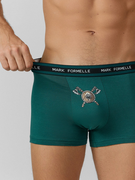 Изображение товара Комплект мужских трусов Mark Formelle 411228-2 (р.90-100, темно-зеленый/дикая охота на темно-зеленом)