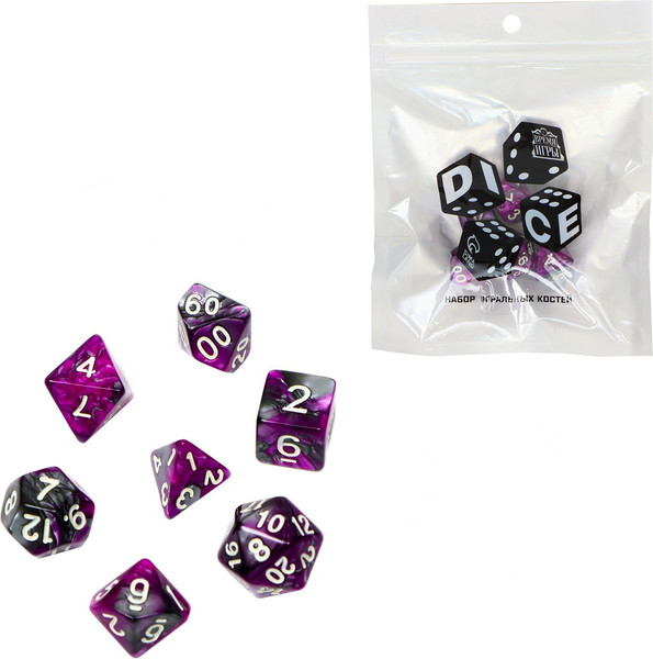 Изображение товара Набор кубиков для настольной игры Время игры Дайсы для ДнД Аметист / 9891846 (7шт)