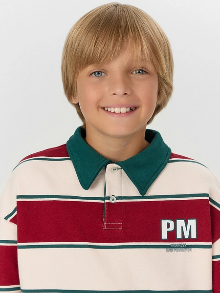 Изображение товара Свитшот детский Mark Formelle 123469 (р.134-68, молочно-красная полоска)