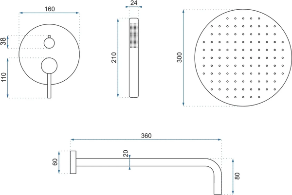 Изображение товара Душевая система со смесителем REA Lungo REA-P8809 (золото)