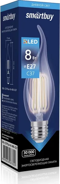 Изображение товара Лампа SmartBuy SBL-C37FCan-8-40K-E27
