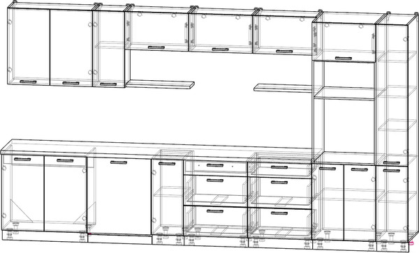 Изображение товара Кухонный гарнитур Интерлиния Мила Лайт 3.8-ПМ1 (дуб золотой/бетон/дуб бунратти)