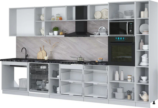 Изображение товара Кухонный гарнитур Интерлиния Мила Лайт 3.8-ПМ1 (дуб золотой/бетон/дуб бунратти)