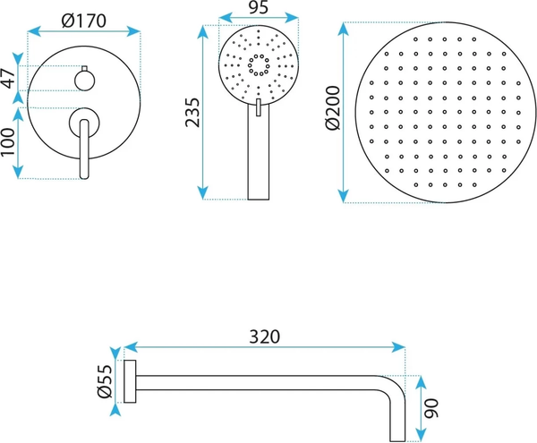 Изображение товара Душевая система со смесителем REA REA-P5504