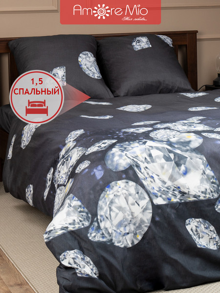 Изображение товара Комплект постельного белья Amore Mio Макосатин BZ Black Single M / 93795 (серый)