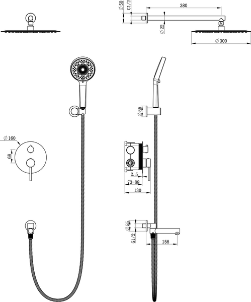 Изображение товара Душевая система со смесителем Oliveeka OL-939017-BG (золотой матовый)