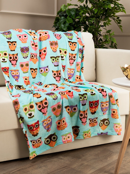 Изображение товара Плед TexRepublic FN 961 TU 1114 Совы / 28899 (бирюзовый)