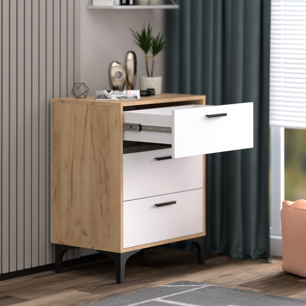 Изображение товара Комод Кастанье Кантри КК70-3 (белый/дуб крафт)