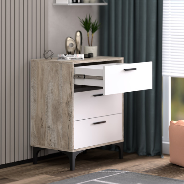 Изображение товара Комод Кастанье Кантри КК90-3 (белый/дуб юкон)