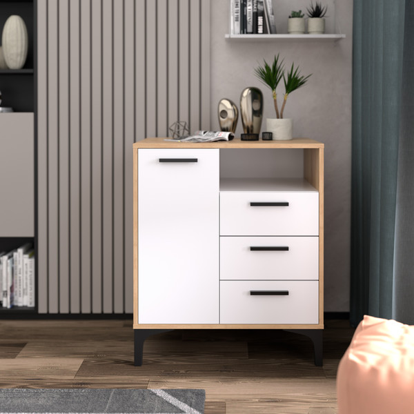 Изображение товара Тумба Кастанье Кантри ТК90.1-3 (белый/дуб крафт)