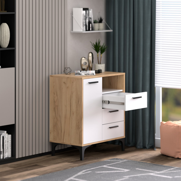 Изображение товара Тумба Кастанье Кантри ТК90.1-3 (белый/дуб крафт)