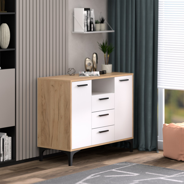 Изображение товара Тумба Кастанье Кантри ТК130.2-3 (белый/дуб крафт)