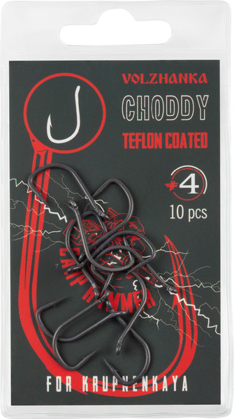 Изображение товара Набор крючков рыболовных Волжанка Choddy Teflon №4 / HCVCHT-04 (10шт)