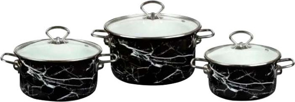 Изображение товара Набор кастрюль КМЗ Экстра стиль / 42315 (черный мрамор)