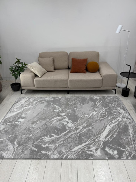 Изображение товара Коврик Radjab Carpet Афина Прямоугольник 9012A / 12858 (0.8x1.5, Grey/Grey)