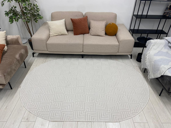 Изображение товара Коврик Radjab Carpet Сканди Сизаль Овал 10658A / 12980 (0.8x1.5, Krem/Krem)