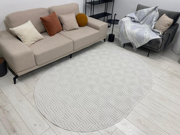 Изображение товара Коврик Radjab Carpet Сканди Сизаль Овал 10658A / 12980 (0.8x1.5, Krem/Krem)