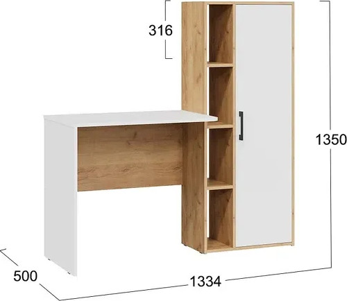 Изображение товара Письменный стол ТриЯ Бейли (дуб крафт золотой/белый ясень)