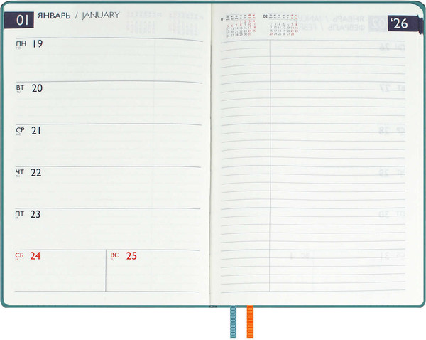 Изображение товара Еженедельник Escalada Нубук 2026 / 70332 (80л, бирюзовый)