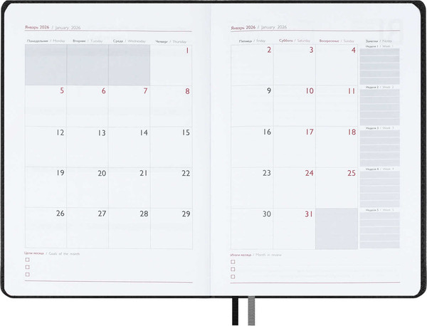 Изображение товара Ежедневник Escalada Шевро 2026 / 70214 (176л, черный)