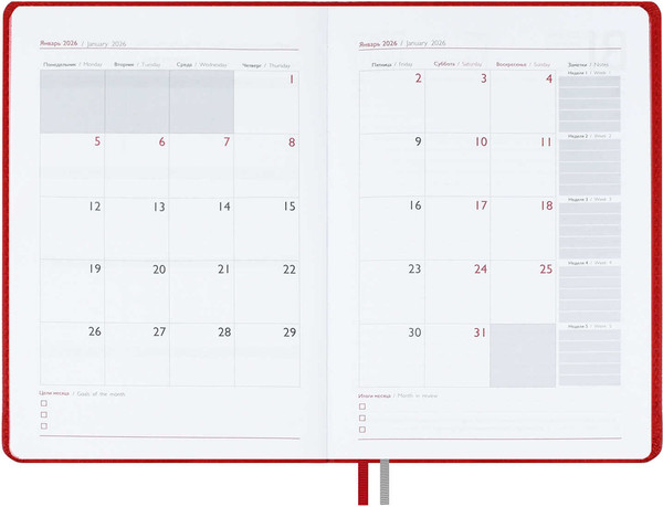 Изображение товара Ежедневник Escalada Шевро 2026 / 70217 (176л, красный)