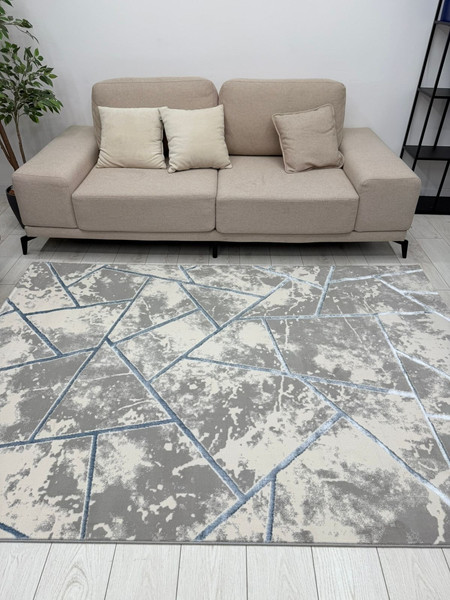Изображение товара Ковер Radjab Carpet Амальфи Прямоугольник 01518B / 13608 (1.6x3, C.Grey/L.Bule)