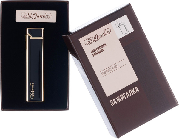 Изображение товара Зажигалка S.Quire FL086-Black с топливом для зажигалки Runis Premium 1-006 (270мл)