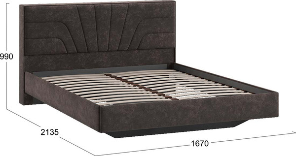 Изображение товара Двуспальная кровать ТриЯ Пандора 160x200 Тип 1 (велюр Brut Chocolate 17)
