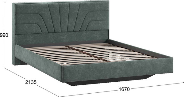 Изображение товара Двуспальная кровать ТриЯ Пандора 160x200 Тип 1 (велюр Brut Forest 09)