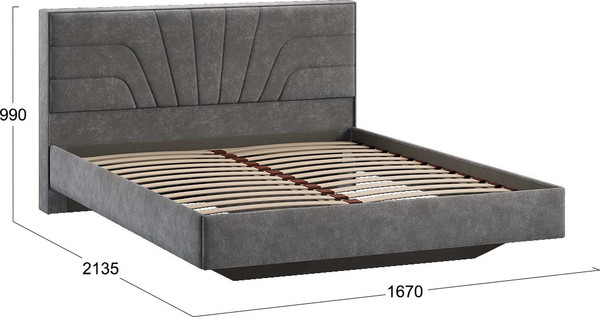 Изображение товара Двуспальная кровать ТриЯ Пандора 160x200 Тип 1 (велюр Brut Grey 16)