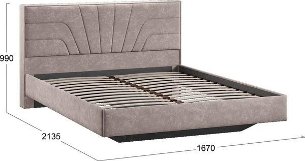 Изображение товара Двуспальная кровать ТриЯ Пандора 160x200 Тип 1 (велюр Brut Mocco 06)