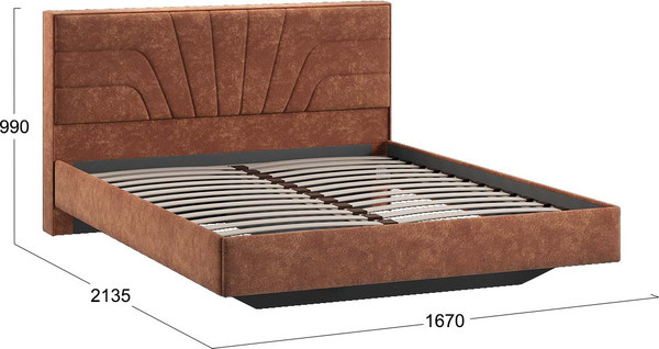 Изображение товара Двуспальная кровать ТриЯ Пандора 160x200 Тип 1 (велюр Brut Terracot 13)
