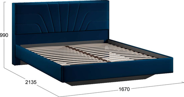 Изображение товара Двуспальная кровать ТриЯ Пандора 160x200 Тип 1  (велюр Confetti Blue)