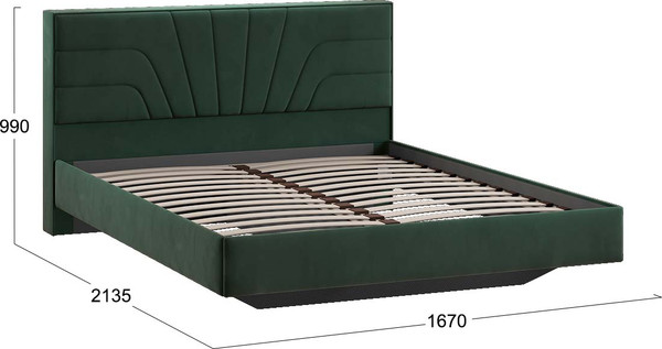Изображение товара Двуспальная кровать ТриЯ Пандора 160x200 Тип 1  (велюр Confetti Deep forest)