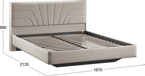 Изображение товара Двуспальная кровать ТриЯ Пандора 160x200 Тип 1  (велюр Confetti Smoke)