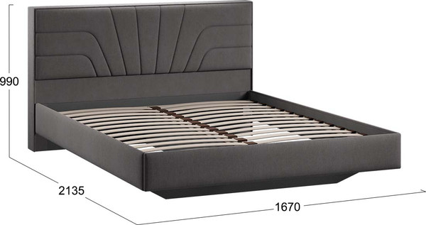 Изображение товара Двуспальная кровать ТриЯ Пандора 160x200 Тип 1  (велюр графит)