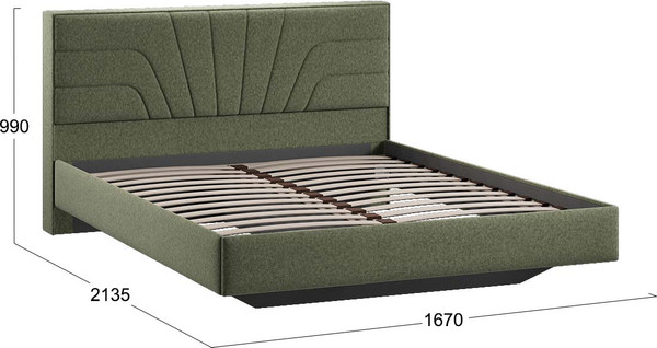 Изображение товара Двуспальная кровать ТриЯ Пандора 160x200 Тип 1  (микровелюр Jercy Deep Green)