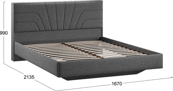 Изображение товара Двуспальная кровать ТриЯ Пандора 160x200 Тип 1 (микровелюр Jercy Graphite)