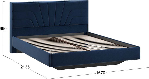 Изображение товара Двуспальная кровать ТриЯ Пандора 160x200 Тип 1 (микровелюр Wellmart Blue)