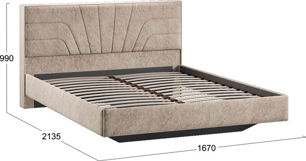 Изображение товара Двуспальная кровать ТриЯ Пандора 160x200 Тип 1 (микровелюр Wellmart Dark Beige)