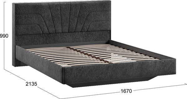 Изображение товара Двуспальная кровать ТриЯ Пандора 160x200 Тип 1 (микровелюр Wellmart Graphite)